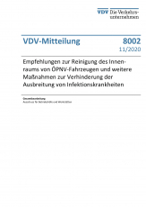 VDV-Mitteilung 8002 Empfehlung zur Reinigung des Innenraumes von ÖPNV-Fahrzeugen und weiter Maßnahmen...[Print]
