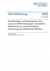 VDV-Mitteilung 8002 Empfehlung zur Reinigung des Innenraumes von ÖPNV-Fahrzeugen und weiter Maßnahmen...[PDF Datei]