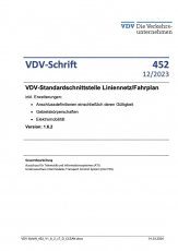 VDV-Schrift 452: VDV-Standardschnittstelle Liniennetz / Fahrplan, inkl. Erweiterungen Anschlussdefinitionen .... Version 1.6.2 [Print]