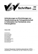 VDV-Schrift 399 Anforderungen an Einrichtungen zur Gewährleistung der Fahrgastsicherheit [PDF Datei]