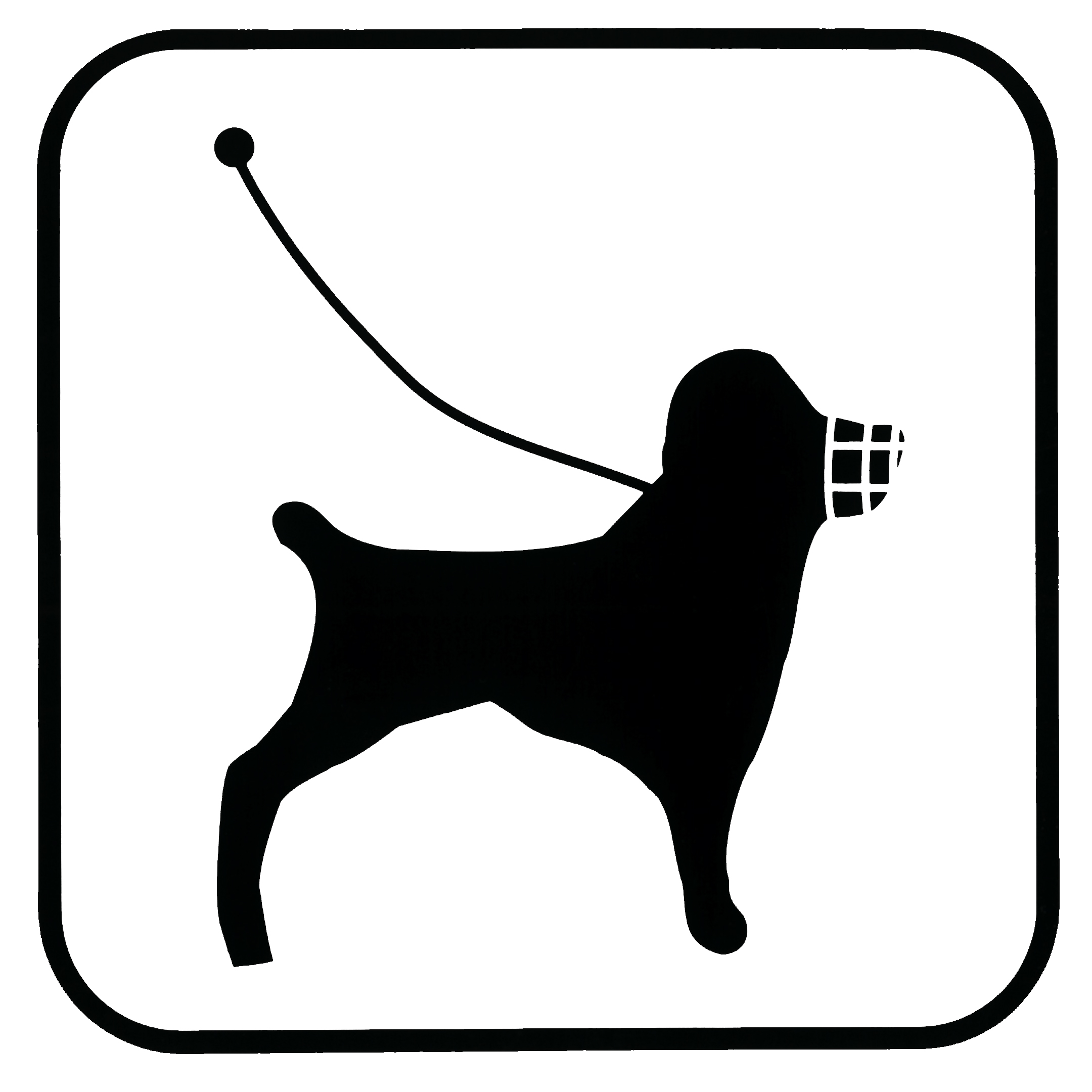 Piktogramm V20395: Hund mit Maulkorb und Leine
