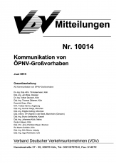 VDV-Mitteilung 10014 Kommunikation von ÖPNV - Großvorhaben [Print]