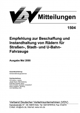 VDV-Mitteilung 1504 Empfehlung zur Beschaffung und Instandhaltung von Rädern [Print]