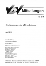 VDV-Mitteilung 2317 Scheibenbremsen der VDV - Linienbusse [Print]