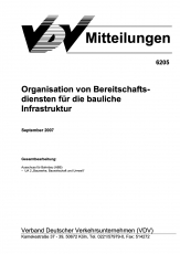 VDV-Mitteilung 6205 Organisation von Bereitschaftsdiensten für die bauliche Infrastruktur [Print]