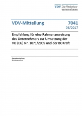 VDV-Mitteilung  7041 Empfehlung für eine Rahmendienstanweisung des Unternehmers [PDF Datei]
