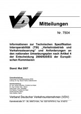 VDV-Mitteilung 7504 Informationen zur technischen Spezifikation Interoperabilität [PDF Datei]