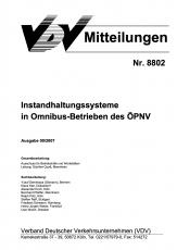 VDV-Mitteilung  8802 Instandhaltungssysteme in Omnibus - Betreiber des ÖPNV [Print]