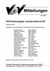 VDV-Mitteilung 9027 VDV-Positionspapier Kundenrechte im ÖV [Print]