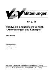 VDV-Mitteilung 9714 Handys als Endgeräte im Vertrieb - Anforderungen und Konzepte - [Print]