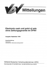 VDV-Mitteilung 9703 Electronic cash of sale, ohne Zahlungsgarantie im ÖPNV [Print]