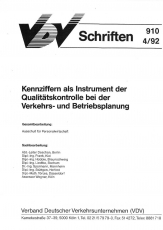 VDV-Schrift 910 Kennz. als Instrument der Qualitätskontrolle bei der Verkehrs- und ... [Print]