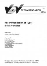 VDV-Schrift 151 Recommendation of Type Metro Vehicles [Print]